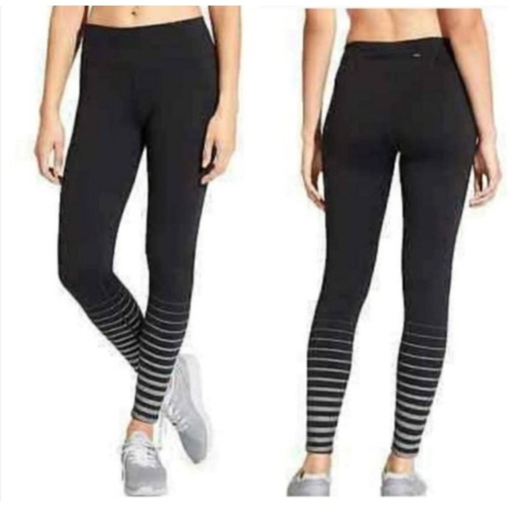 Athleta Women's Shine Stripe Sonar Tight in Black size Small